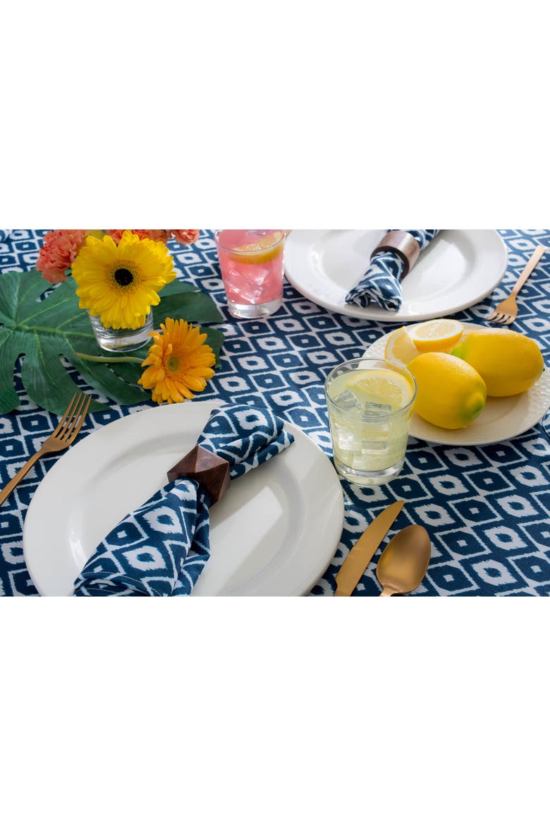 Outdoor Printed Tablecloth 60x120", Alternate, color, Blue Ikat Print