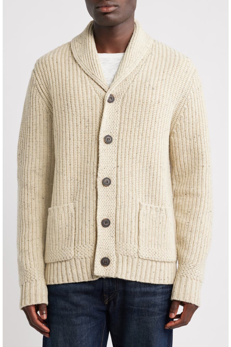 Donegal Tweed Wool Blend Cardigan, Alternate, color, OFF WHITE