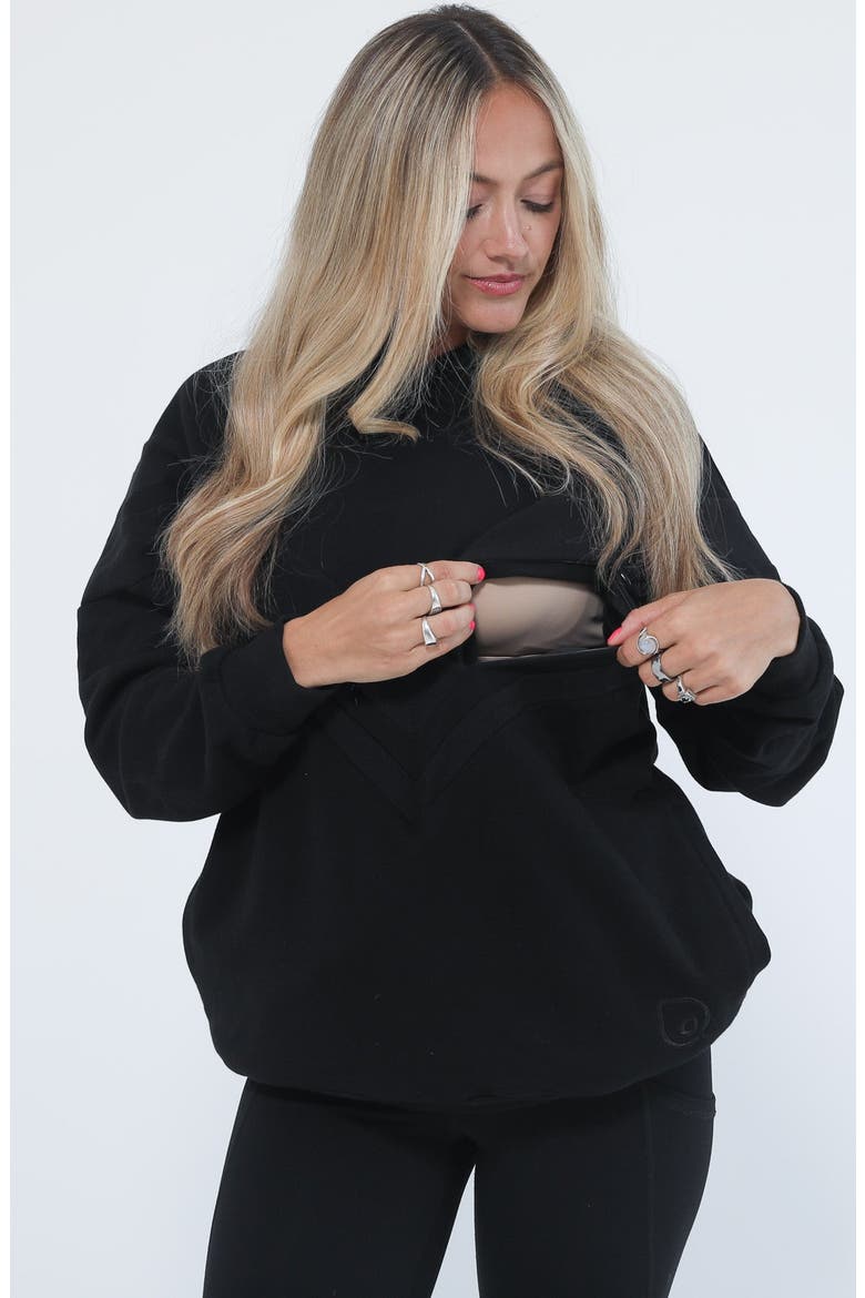 Isabella Organic Nursing and Pregnancy Hoodie, Main, color, Noir
