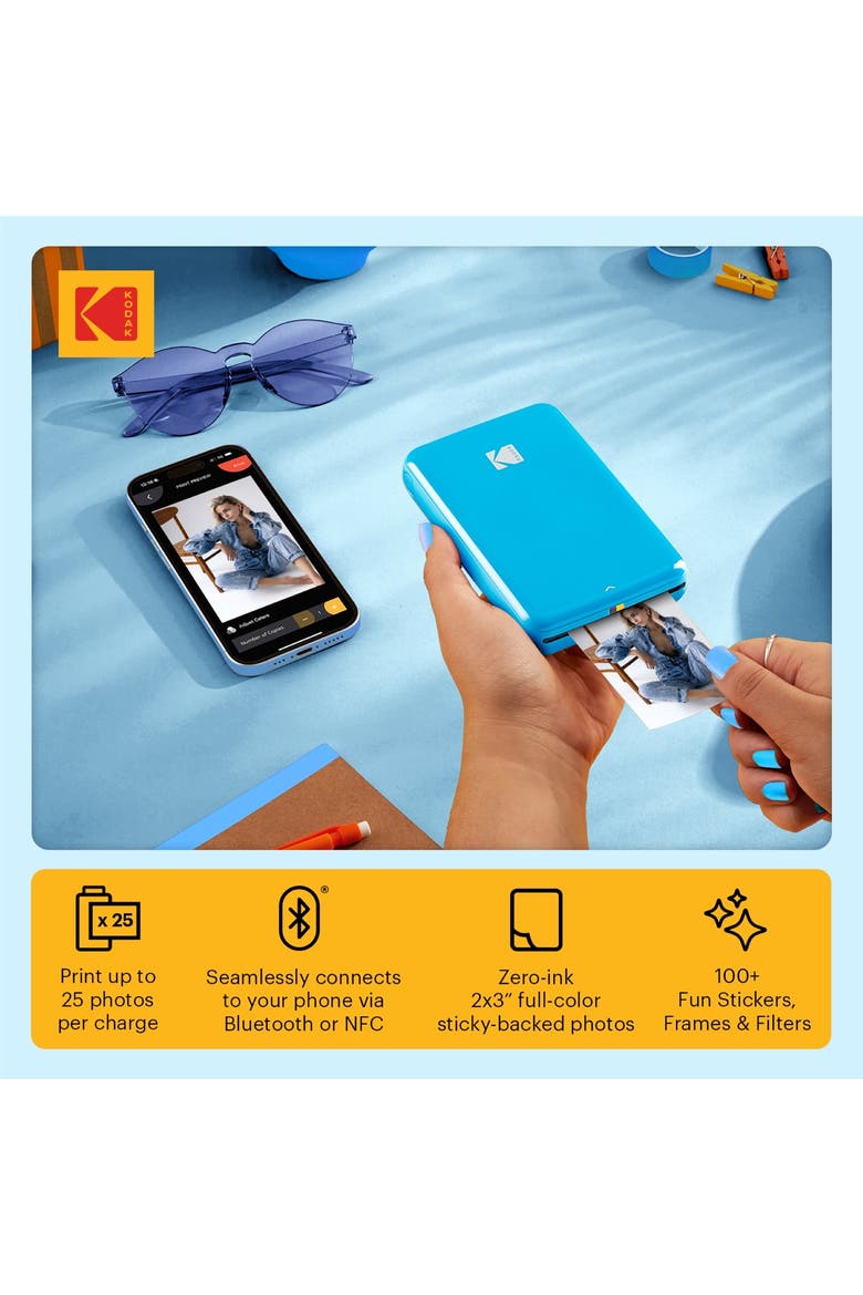 Step Mobile Instant Photo Printer 2x3, Compatible with iOS, Android & Bluetooth, Alternate, color, Blue