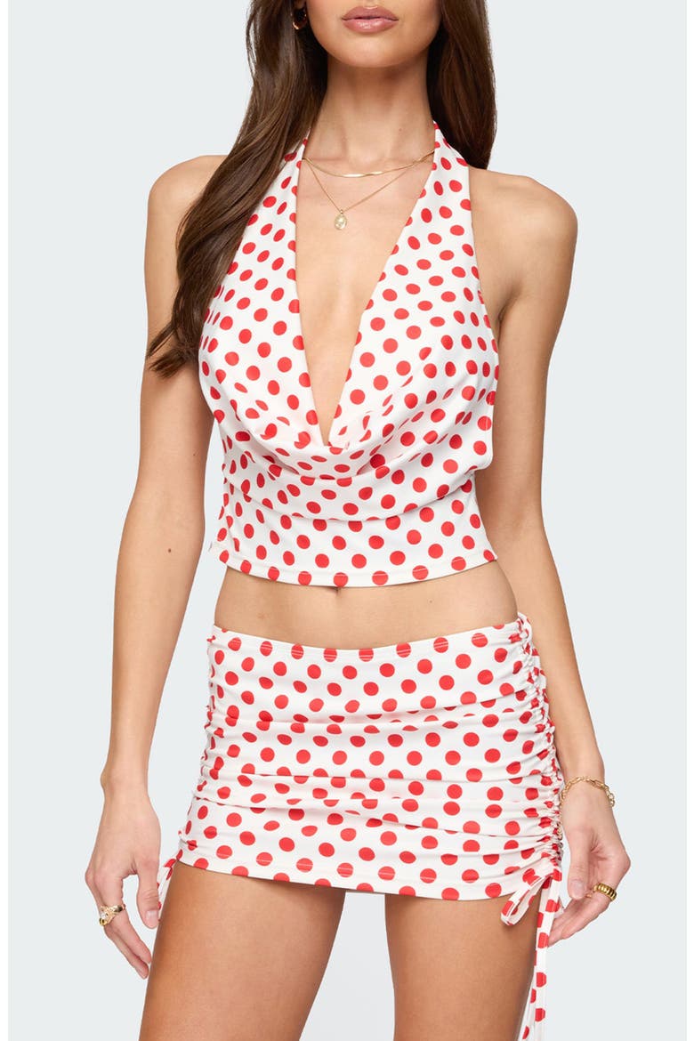 Zoe Polka Dot Halter Top, Main, color, RED-AND-WHITE