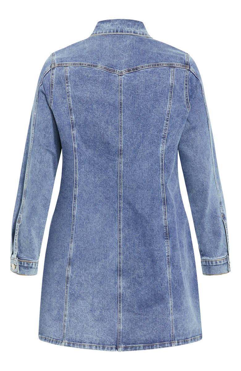 City Chic Oaklyn Long Sleeve Denim Dress, Alternate, color, Mid Denim
