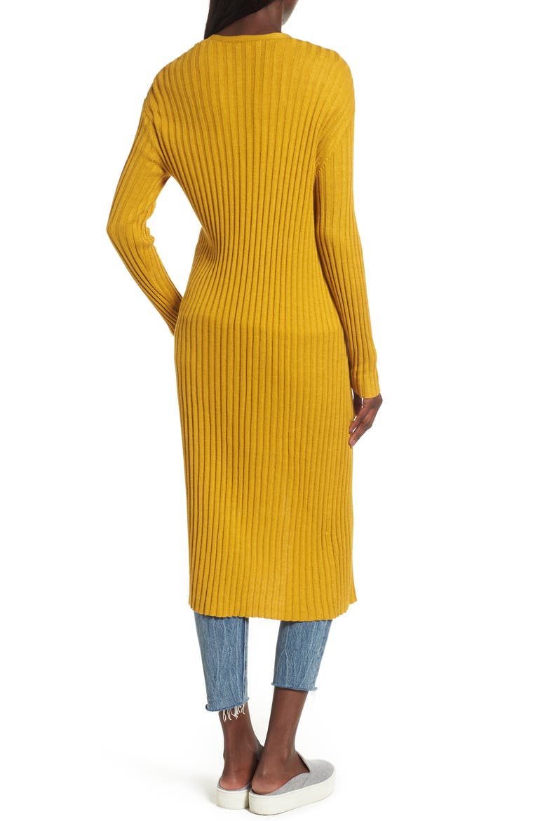 Rib Knit Midi Cardigan, Alternate, color, OLIVE ARROWWOOD