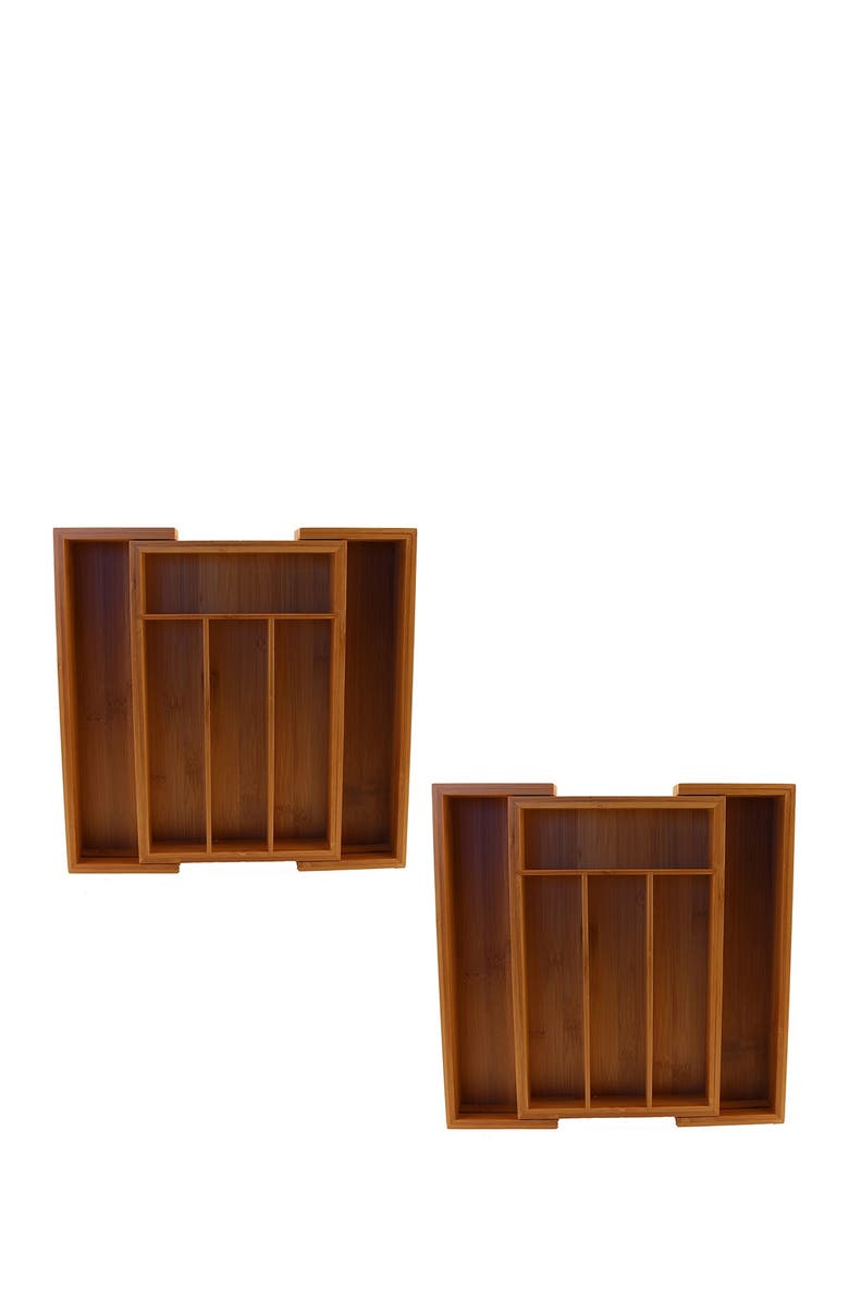 BergHOFF Bamboo 6-Slot Expanding Flatware Organizer - Set of 2, Main, color, Brown