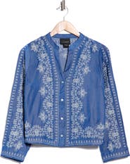 Forgotten Grace Embroidered Button Up Cotton & Linen Top