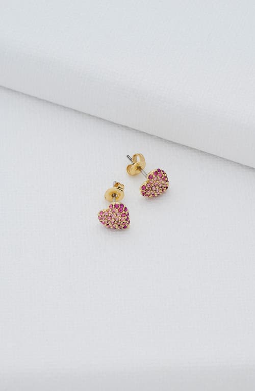 Ted Baker Adoraa Pavé Crystal Sweetheart Stud Earrings In Gold Tone/lt Pink Crystal