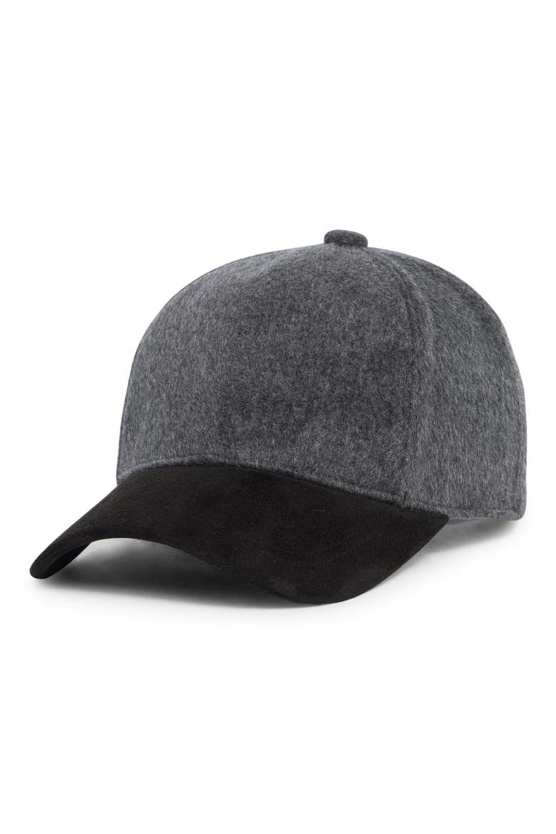 Colorblock Wool & Cashmere Baseball Cap, Main, color, BLACK- GREY