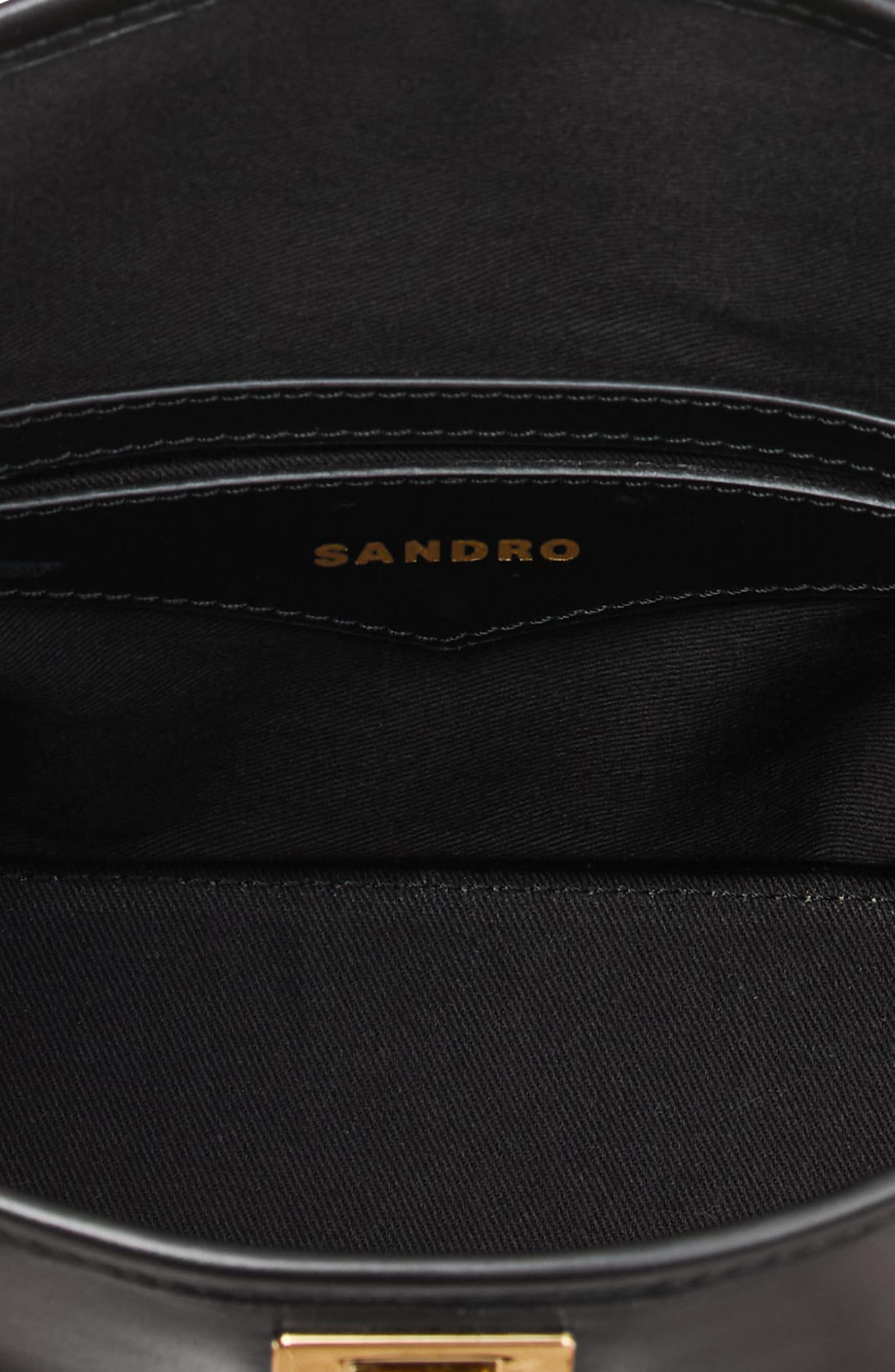 SANDRO Tangoso mini leather bag, Alternate, color, Black