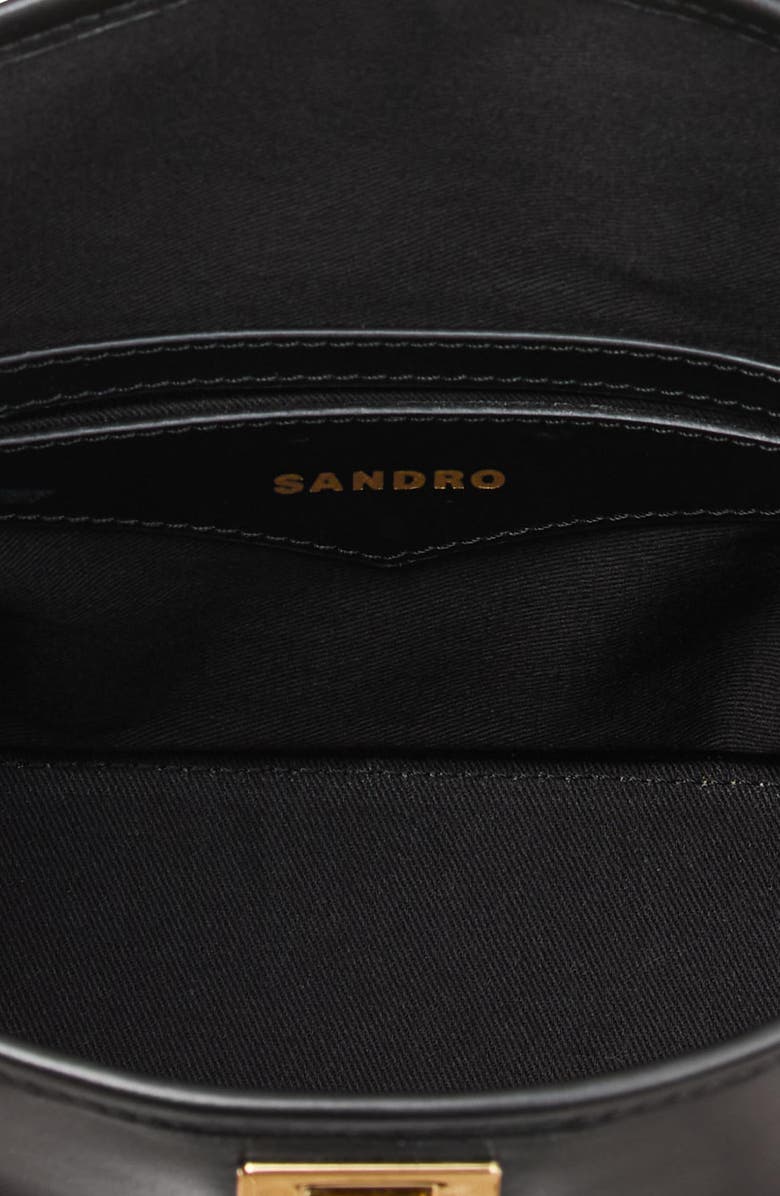 SANDRO Tangoso mini leather bag, Alternate, color, Black