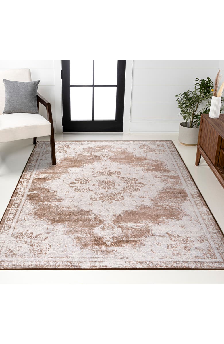 JONATHAN Y Alhambra Ornate Medallion Modern Area Rug, Alternate, color, Brown/Cream