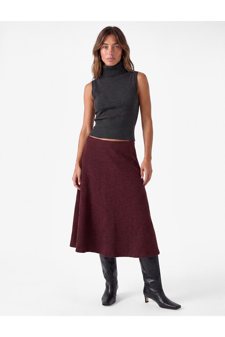 A Line Midi Skirt, Main, color, BORDEUX