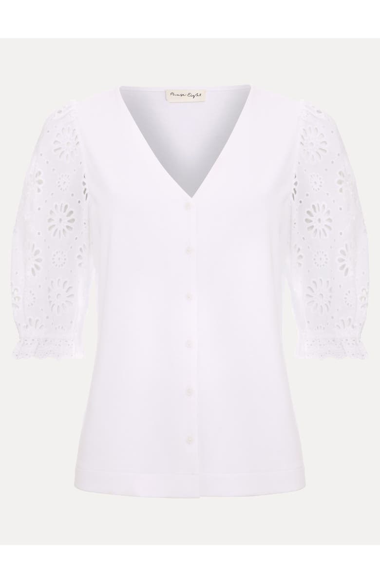 Phase Eight Eleanor Floral Eyelet Detail Top, Alternate, color, White