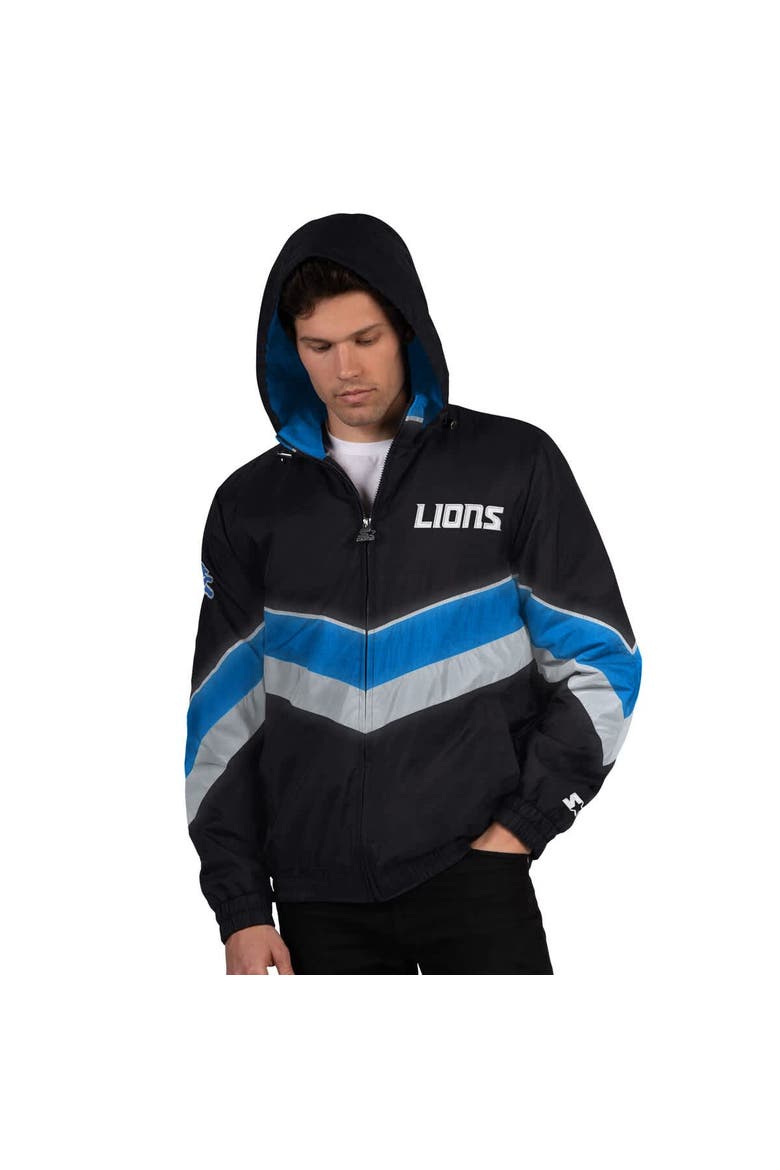 Men's Starter Black/Blue Detroit Lions Thursday Night Gridiron Full-Zip Jacket, Main, color, Black
