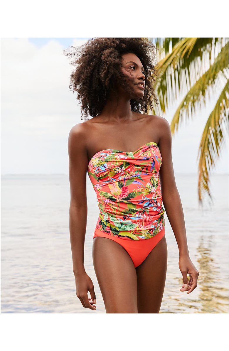 Lands' End Chlorine Resistant Mid Rise Classic Bikini Bottoms, Alternate, color, Coral Bliss