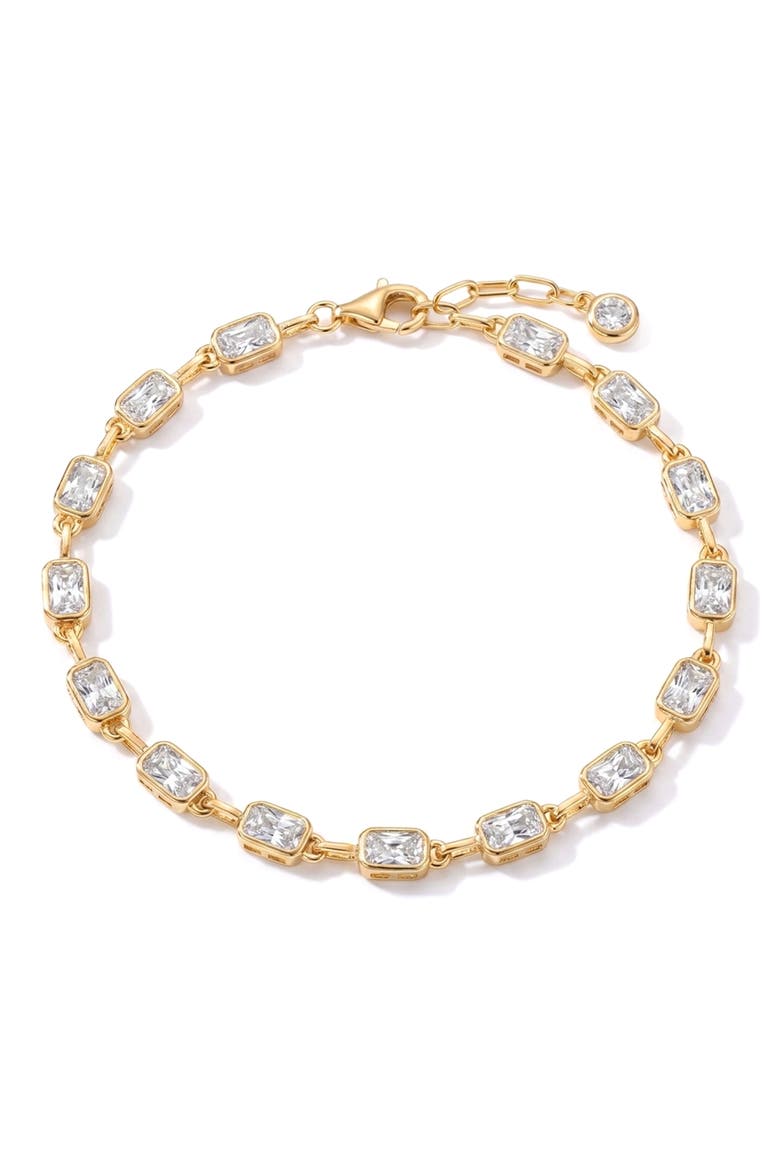 Radiant Cubic Zirconia Cable Chain Bracelet, Main, color, 18 KT YELLOW GOLD CLEAR CZ