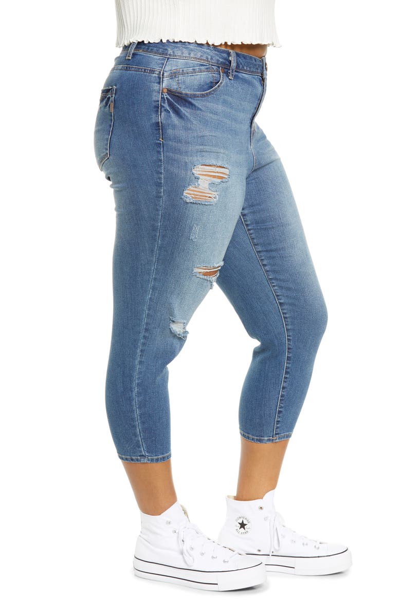 Distressed Capri Jeans, Alternate, color, CARIN