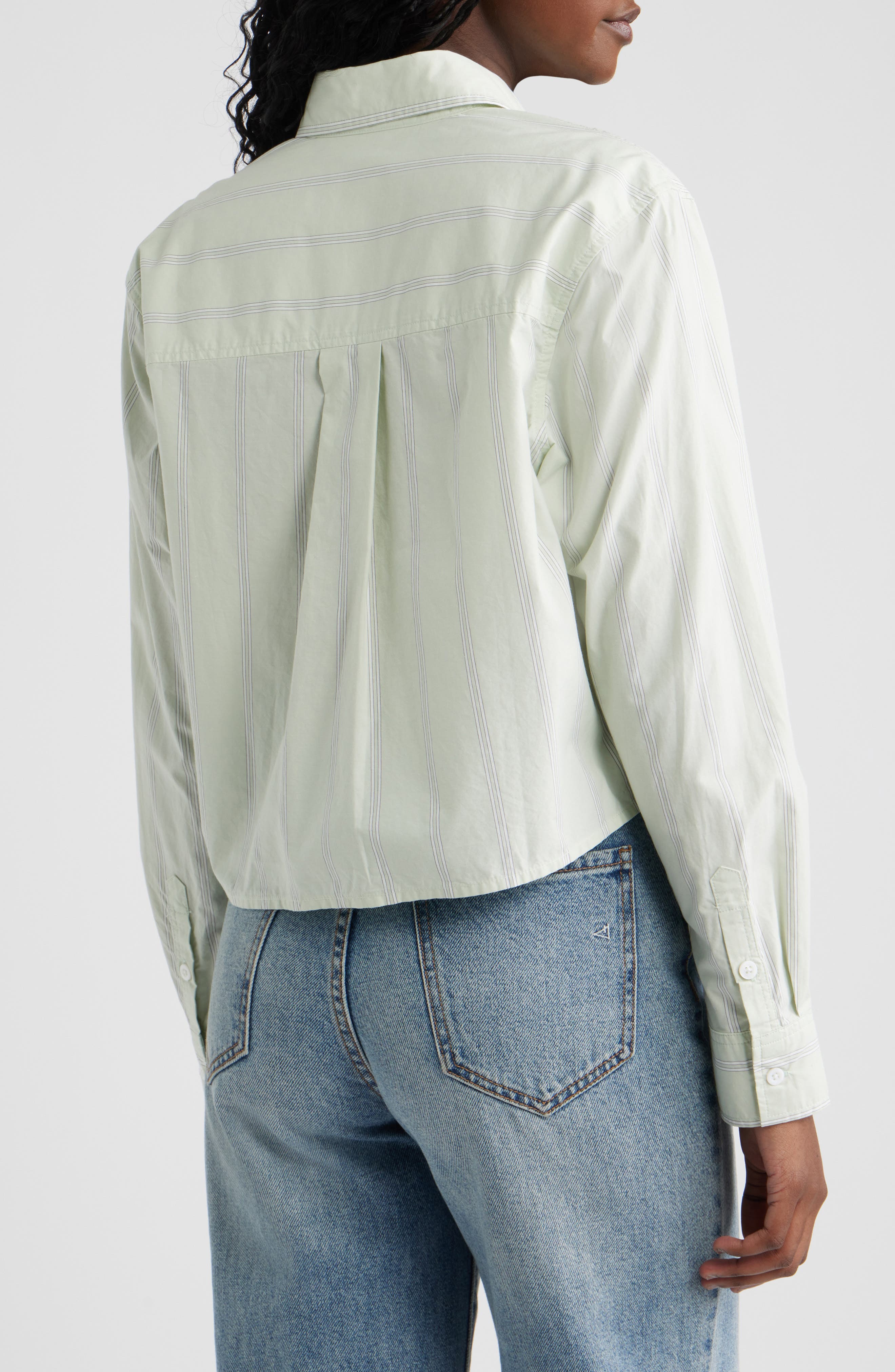 Ramy Stripe Cotton Crop Button-Up Shirt - image 2