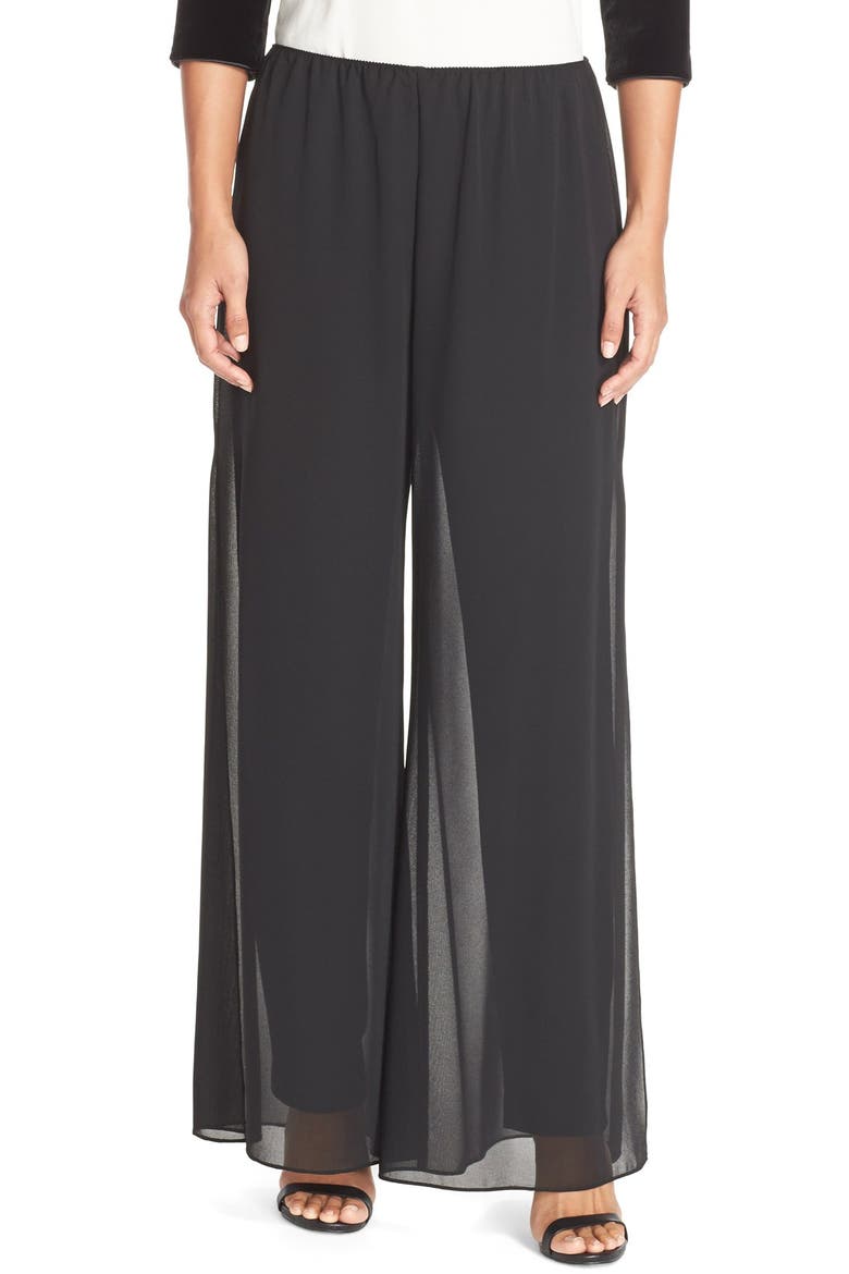 Georgette Overlay Pants, Main, color, BLACK