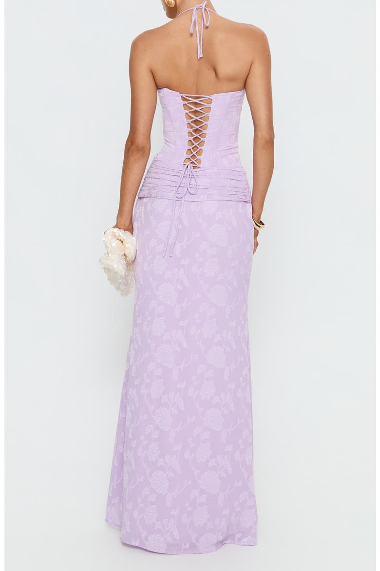 Love From Portofino Halter Corset Maxi Dress, Alternate, color, LILAC