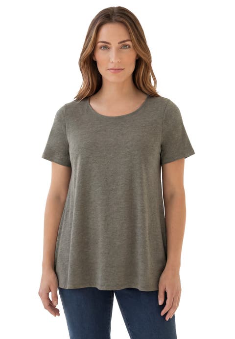 Plus Size Ultimate Cotton Crewneck Short Sleeve Swing Tee (Plus)