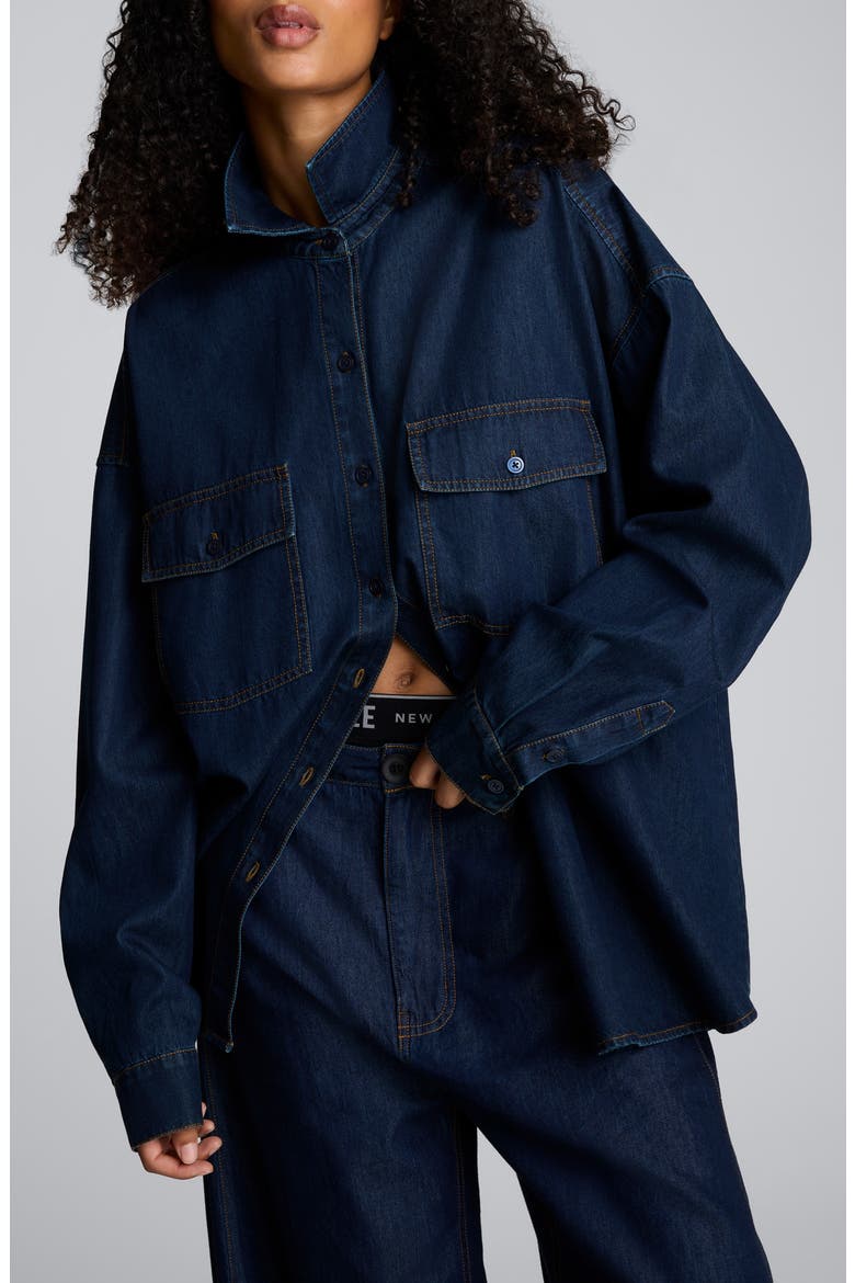Oversize Denim Shirt, Main, color, OCEAN RINSE WASH