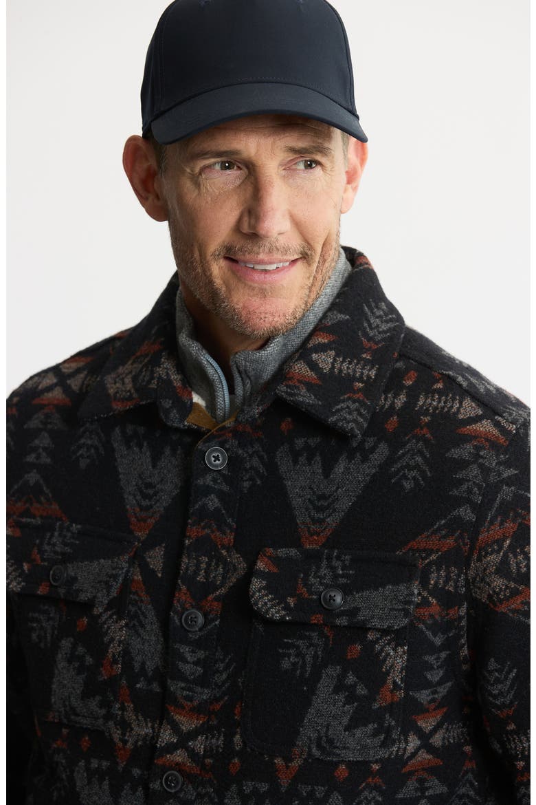Geometric Jacquard Faux Shearling Lined Jacket, Alternate, color, BLUE MULTI