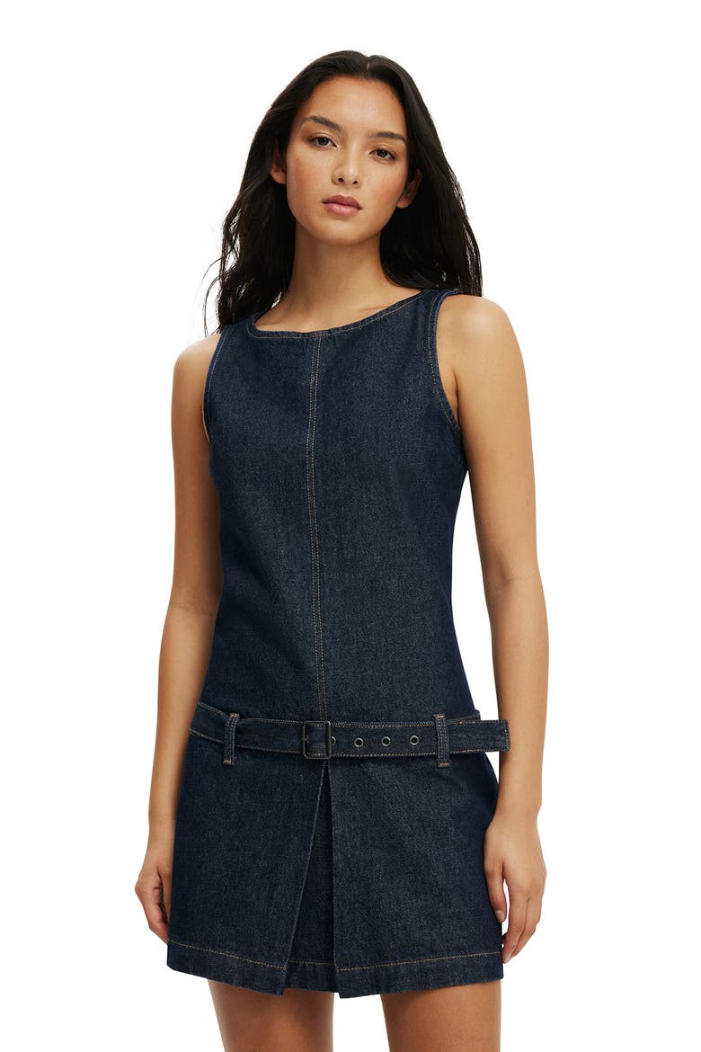 Women's Luisa Belted Denim Mini Dress, Alternate, color, Shutter Blue