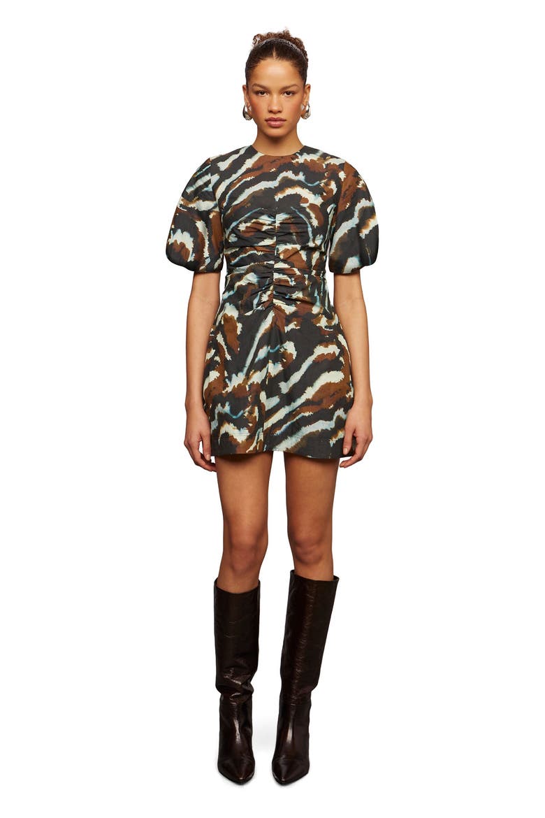 Tanner Puff Sleeve Mini Dress, Main, color, Aerial Terrain