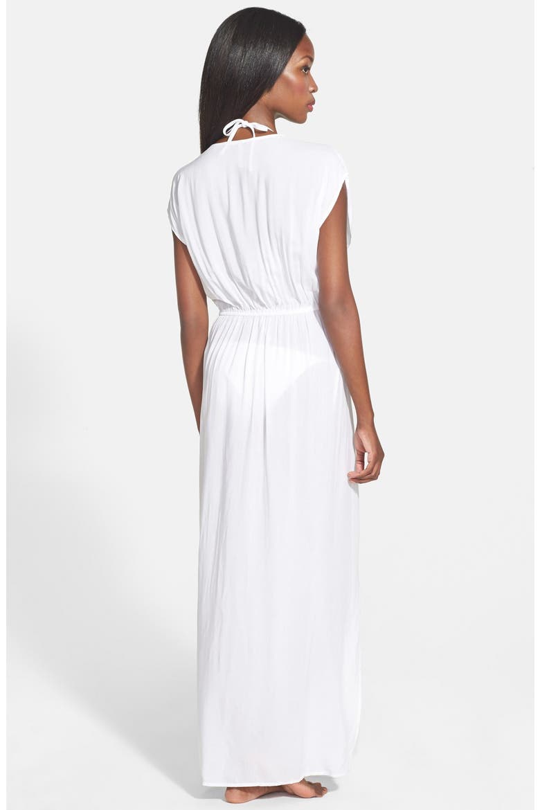 Deep V-Neck Cover-Up Maxi Dress, Alternate, color, WHITE