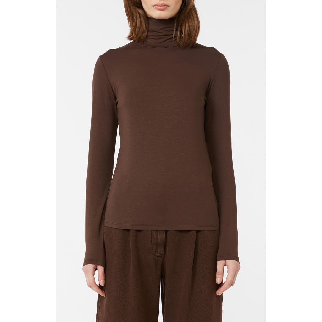 Weekend Max Mara Multif Stretch Jersey Turtleneck Top In Brown