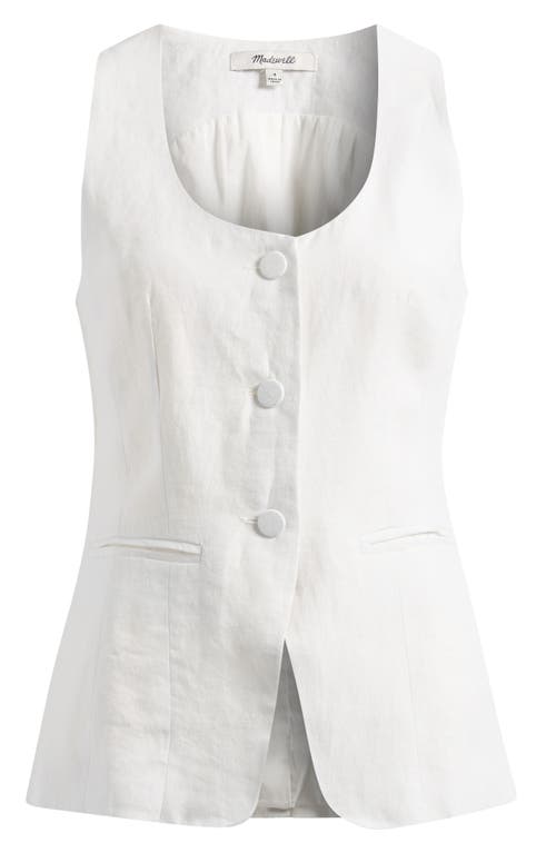 Madewell Linen Scoopneck Cutaway Vest In Salt