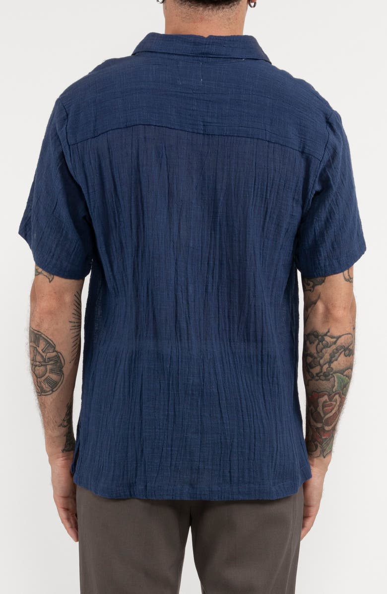 Raga Textured Cotton Camp Shirt, Alternate, color, Deep Ocean Blue