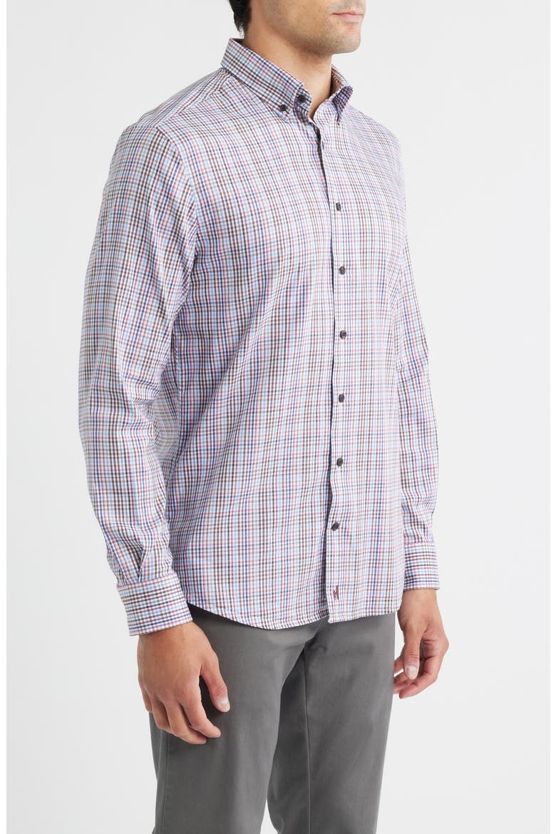 Adelson Check Button-Down Shirt, Alternate, color, COFFEE