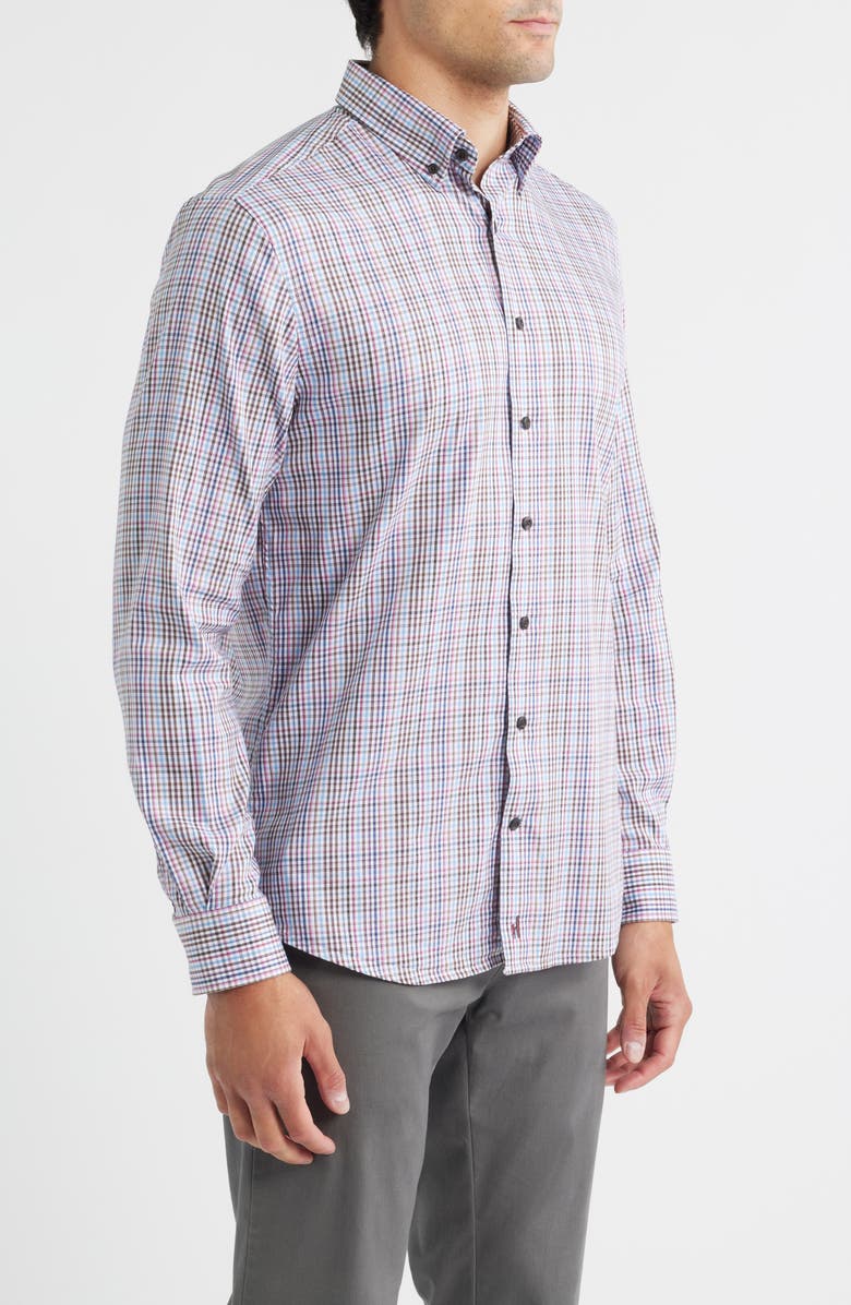 johnnie-O Adelson Check Button-Down Shirt, Alternate, color, Coffee