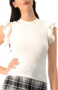 IVONNE Ribbed Straight Top With Ruffles