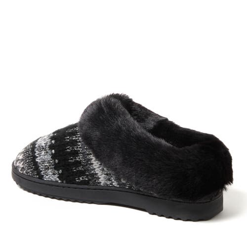 Dearfoams Hannah Festive Knit Womens Memory Foam Clog Slippers In Black