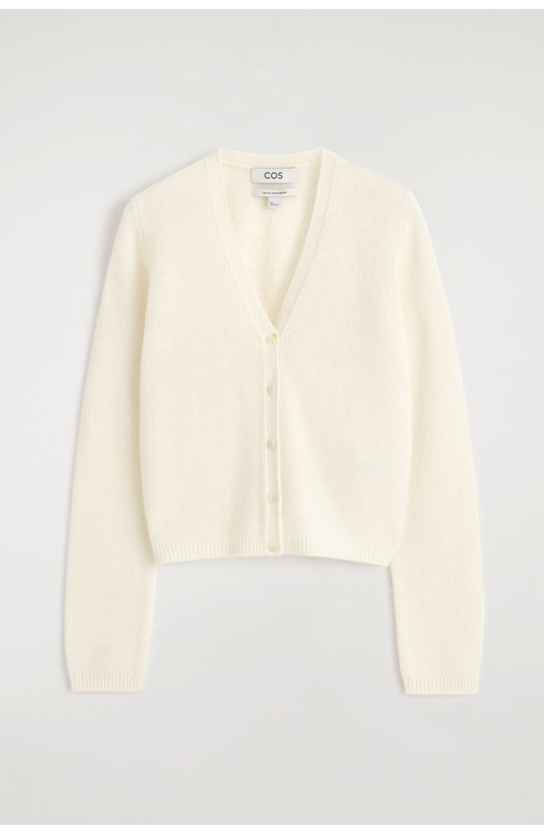 COS Cashmere V-neck Cardigan, Alternate, color, Cream