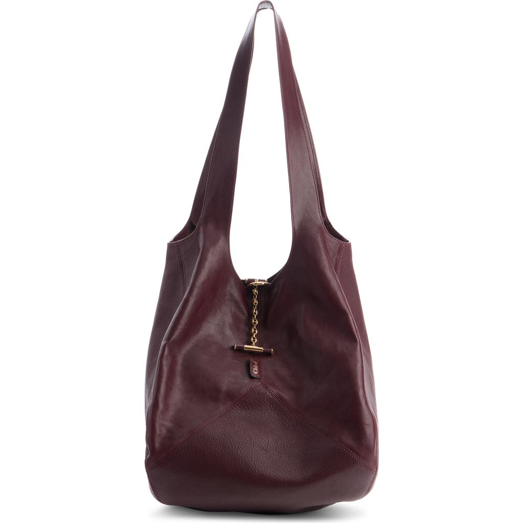 Chloé Chloe Balloon Grained Leather Hobo Bag In Burgundy