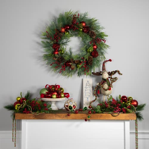 Northlight Real Touch Berries, Pinecones And Ornaments Artificial Christmas Wreath In Green