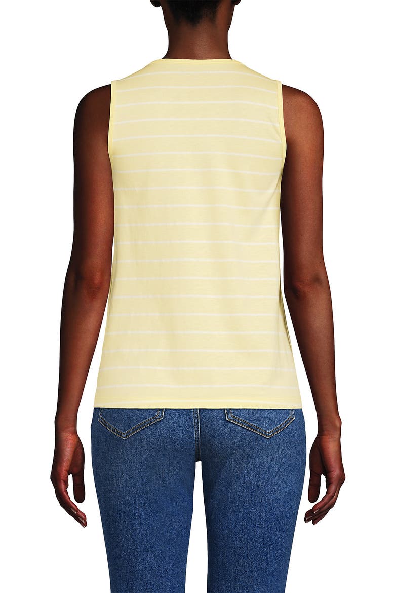 Supima Keyhole Tank, Alternate, color, Pale Yellow/Ivory Stripe
