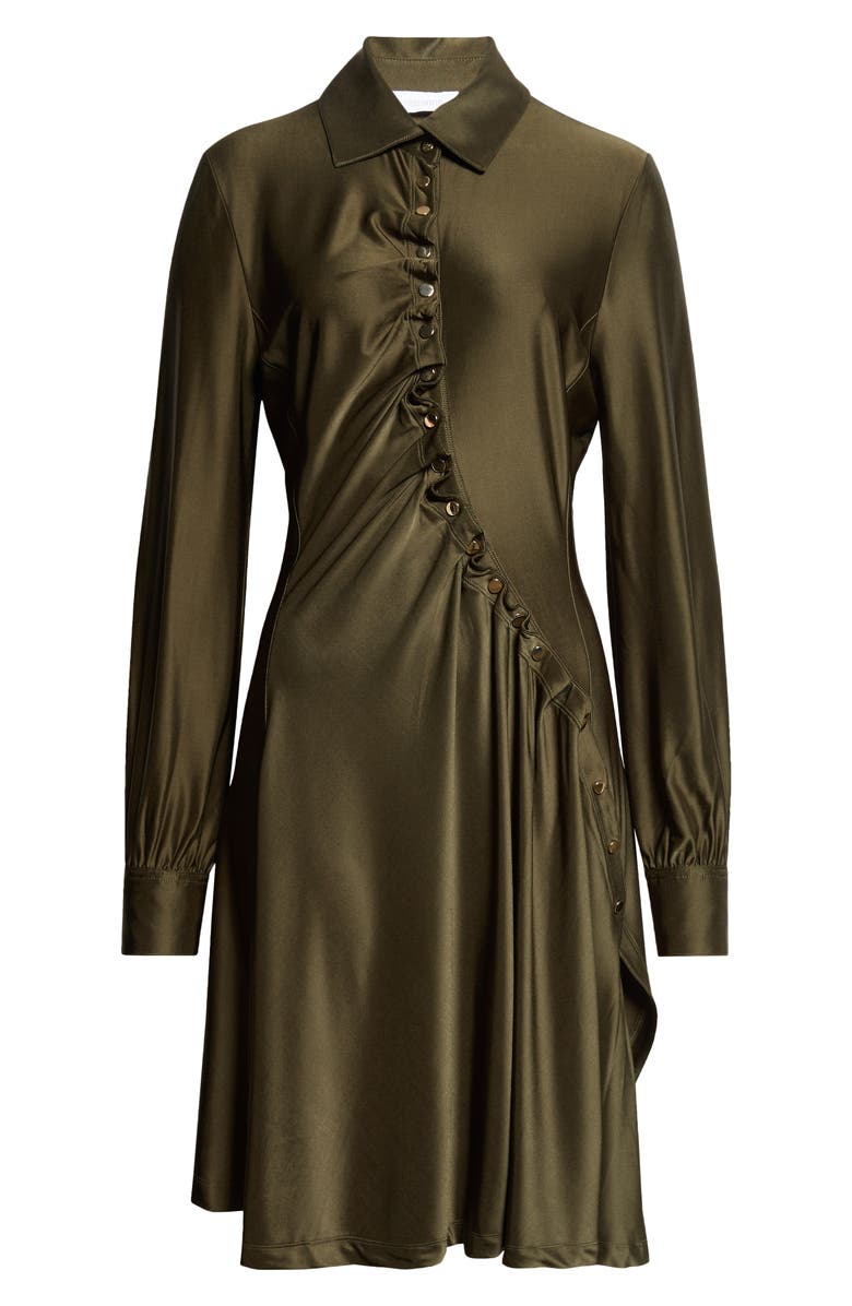 Rabanne Draped Long Sleeve Jersey Minidress, Alternate, color, New Kaki