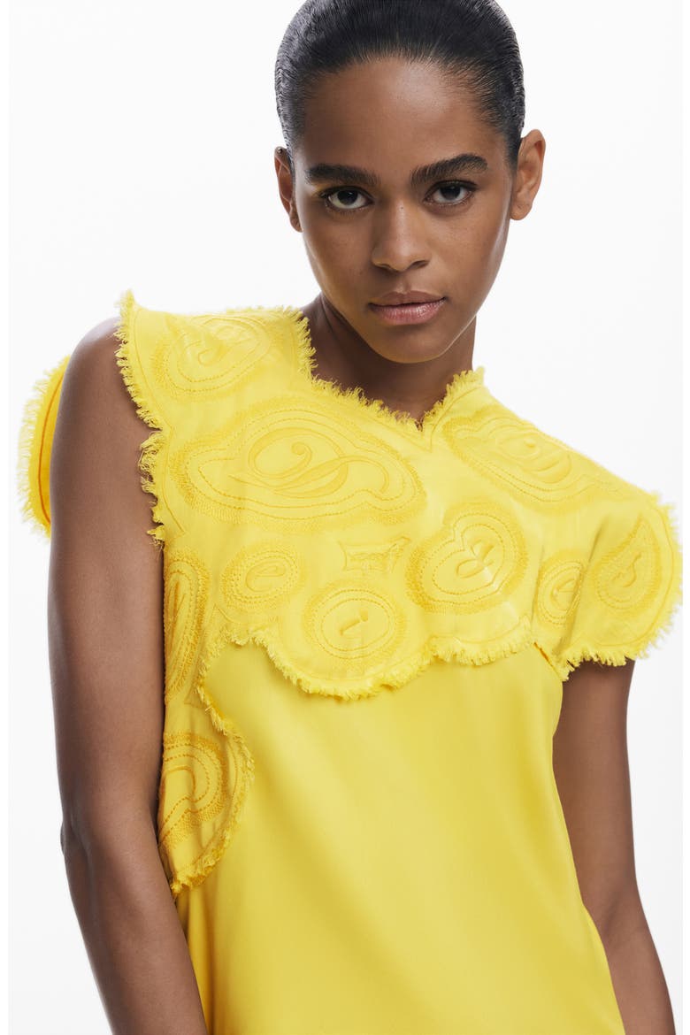 Raw Edge Cap Sleeve Top, Alternate, color, YELLOW