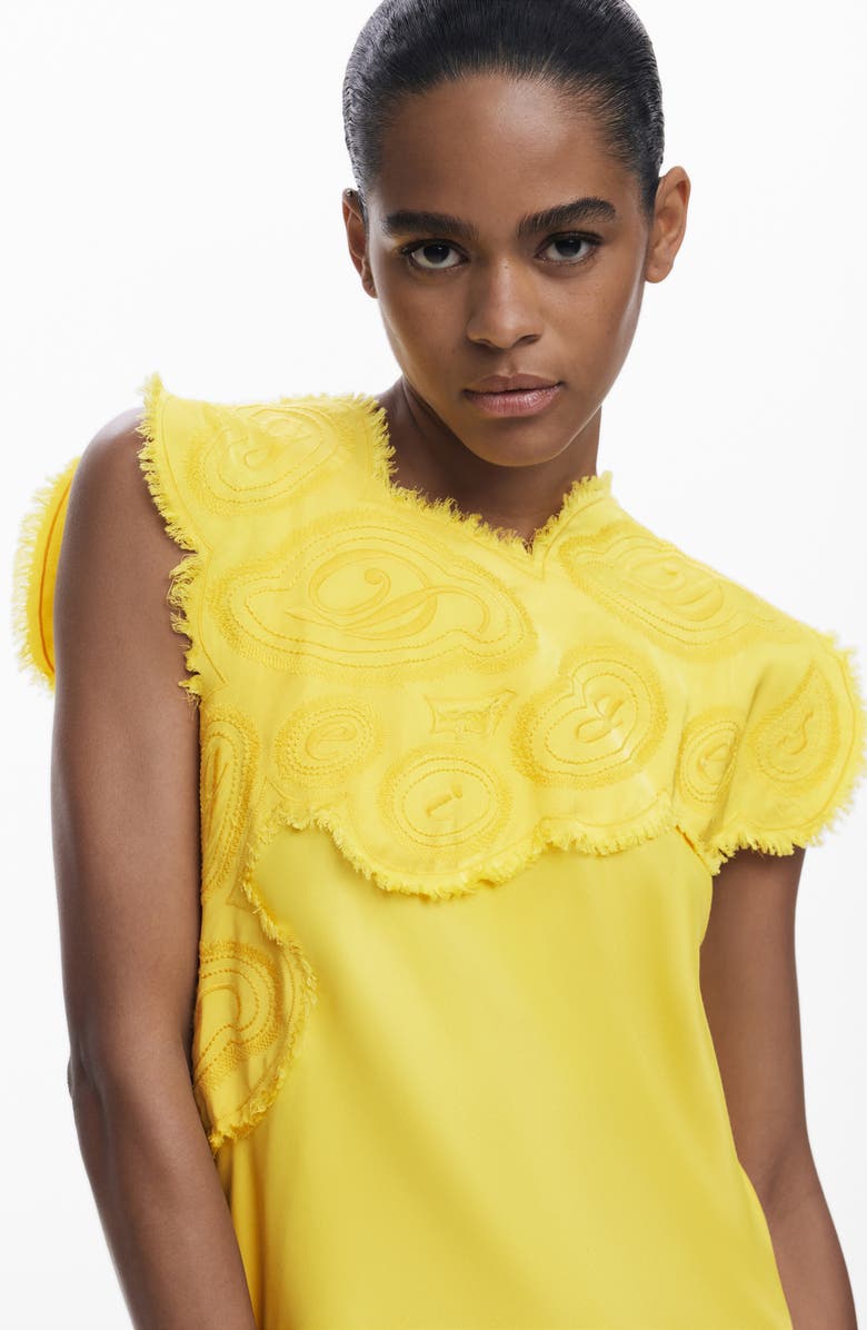 Desigual Raw Edge Cap Sleeve Top, Alternate, color, Yellow