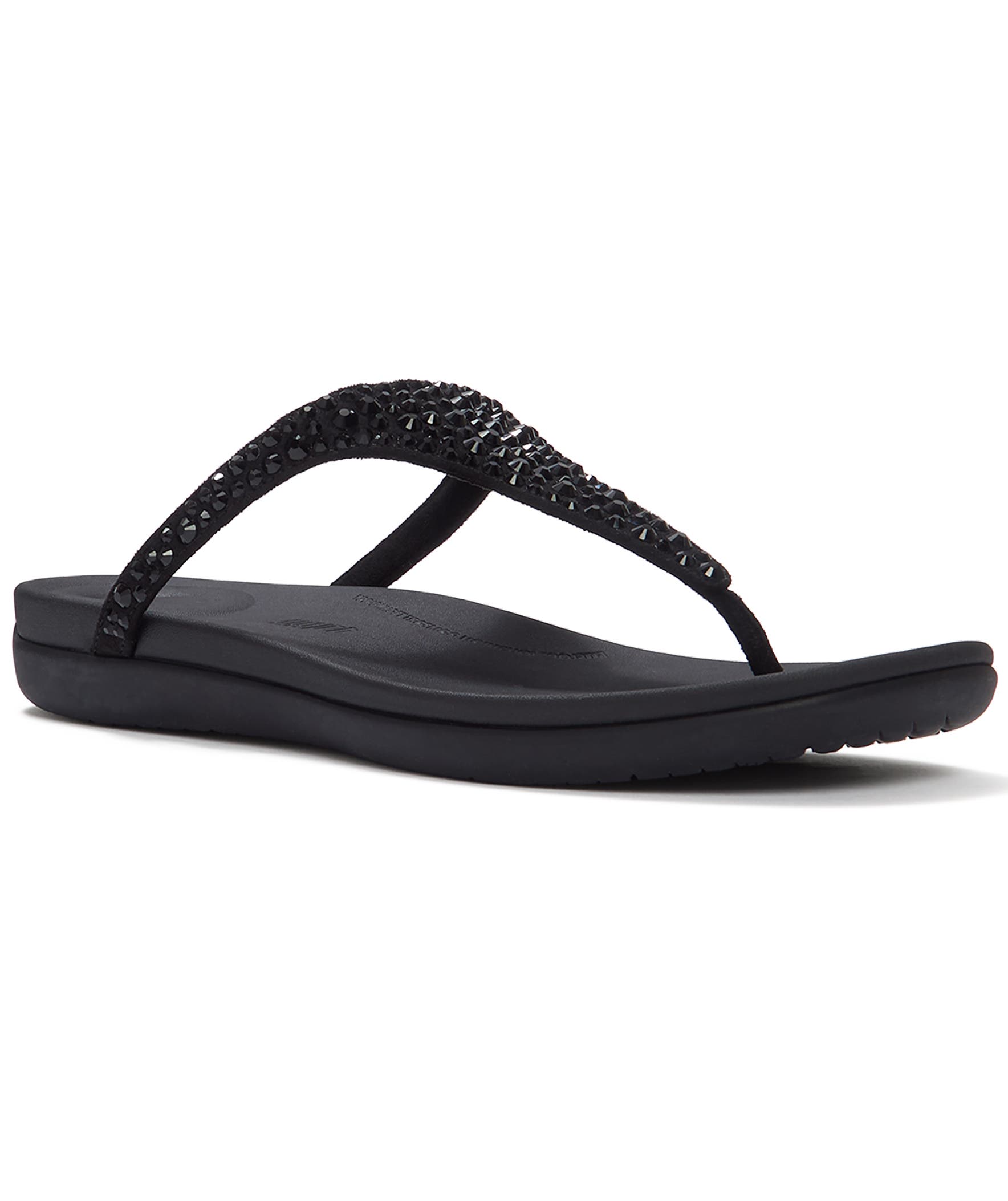 FitFlop Solay Mixed-Crystal Toe-Post Sandals, Main, color, Black