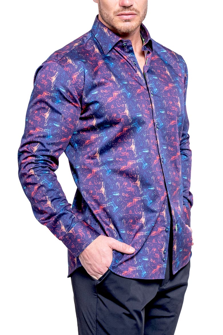 Fibonacci Resistance Contemporary Fit Button-Up Shirt, Alternate, color, BLUE