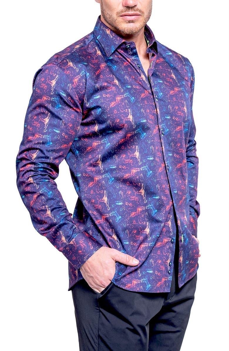 Maceoo Fibonacci Resistance Contemporary Fit Button-Up Shirt, Alternate, color, Blue