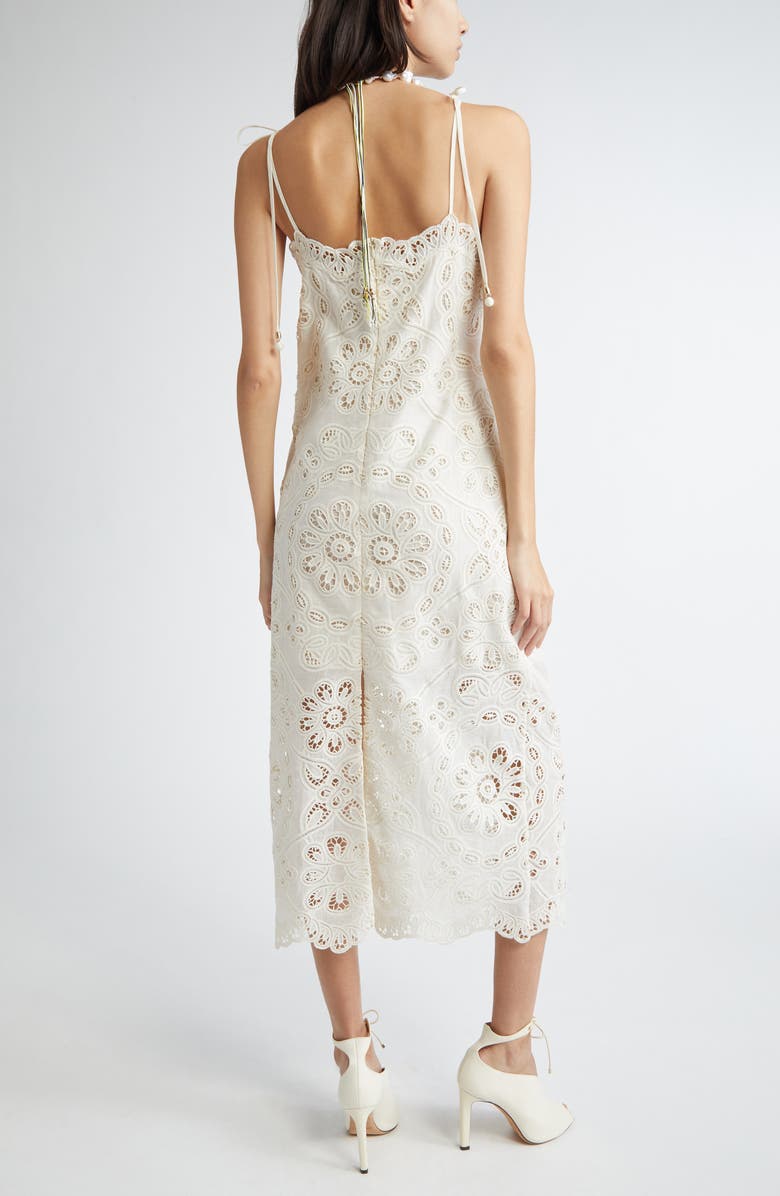Zimmermann Rhiannon Guipure Lace Trim Cotton Midi Dress, Alternate, color, Ivory