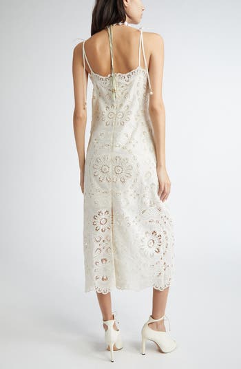 Rhiannon Guipure Lace Trim Cotton Midi Dress