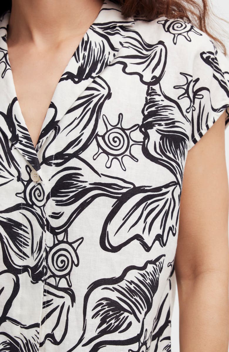 Madewell Boxy Cap Sleeve Linen Button-Up Shirt, Alternate, color,