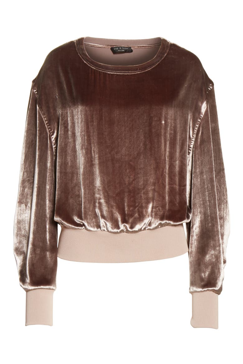Velvet Sweatshirt, Alternate, color, MAUVE